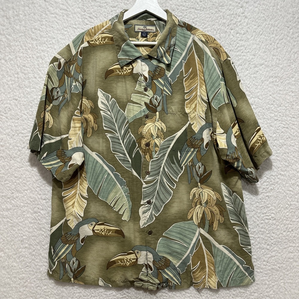 Tommy Bahama 2XL Relaxed‎ Fit Shirt Short-Sleeve Tropical Leaf & Botanical Print